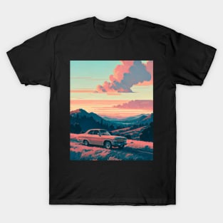 Pink sunset - Retro Car T-Shirt